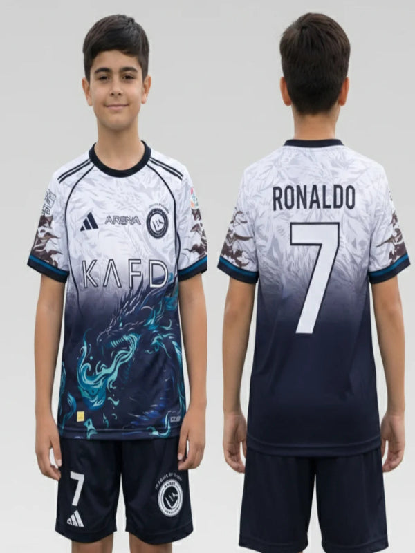 Ronaldo Real Madrid Dragon Football Kit for Kids - Premium #7 Jersey & Shorts Set