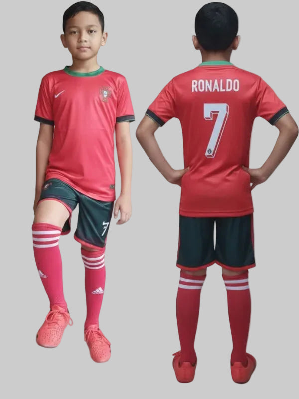 Ronaldo Portugal Kids Football Kit - Premium Youth Soccer Jersey & Shorts Set