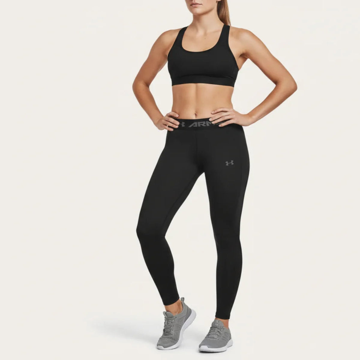 Ladies High Waisted Leggings Under Armour - Plain Compression Tights
