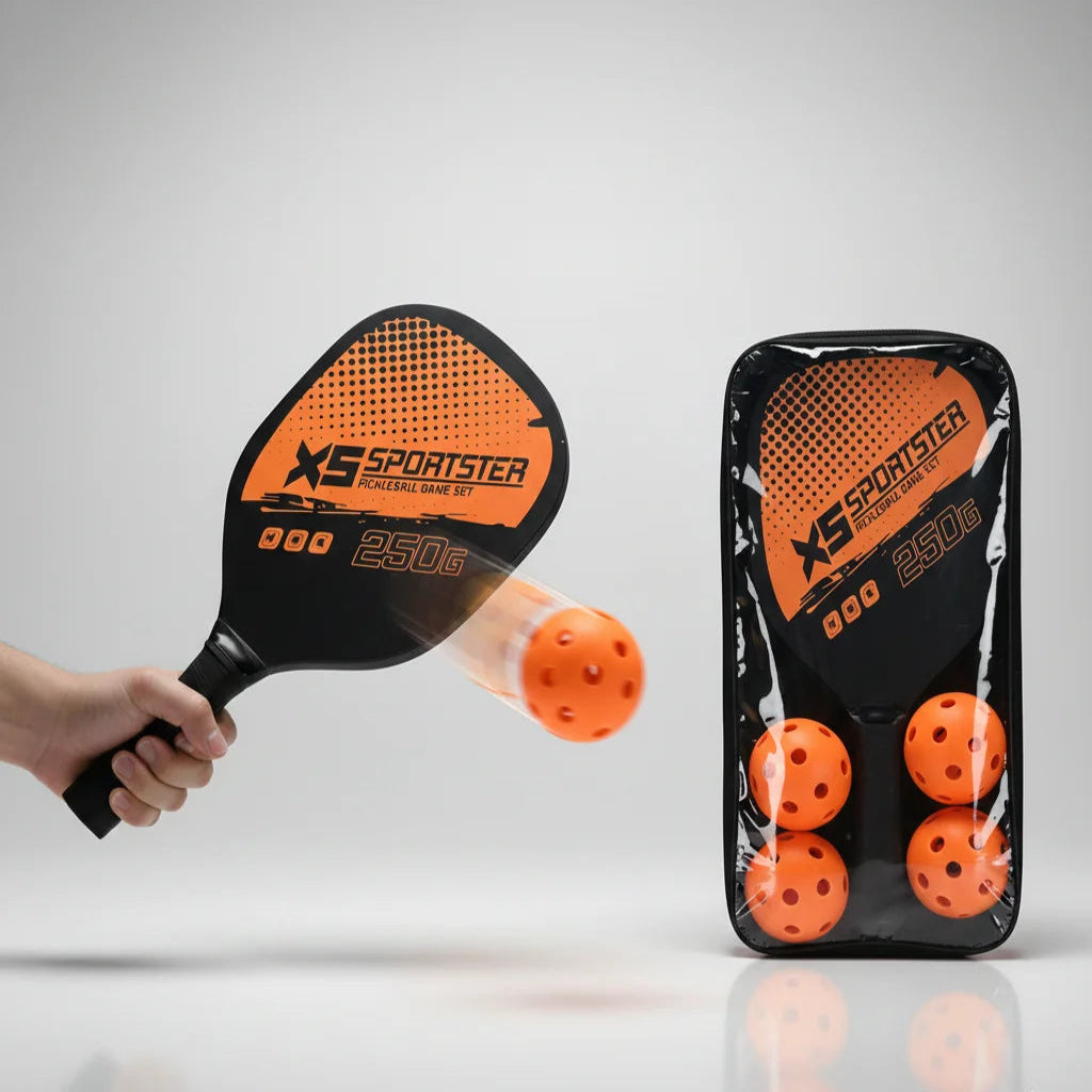 XS Sportster Pickleball Racket Set - 2 Padels & 4 Balls Complete Kit