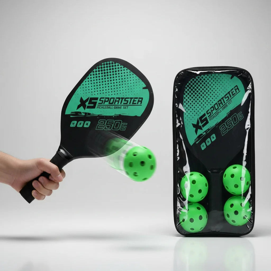 XS Sportster Pickleball Racket Set - 2 Padels & 4 Balls Complete Kit