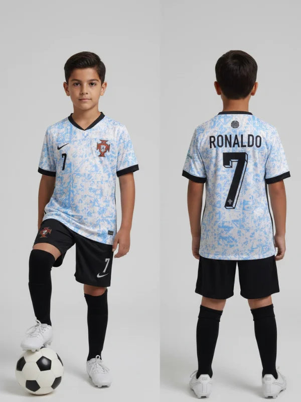 Ronaldo Portugal Away Kids Kit - CR7 Youth Football Jersey & Shorts Set